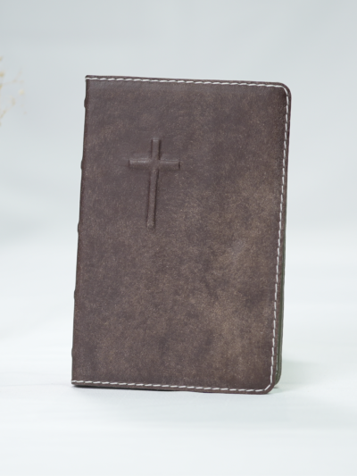 Biblie maro închis din piele naturală